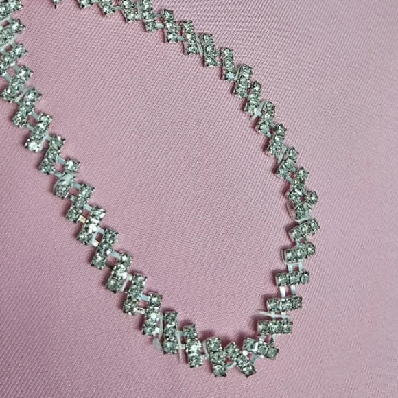 NWOT Pink Baby Pink  Dress with Embellished Sworowski Cristals Neckline - Picture 4 of 8